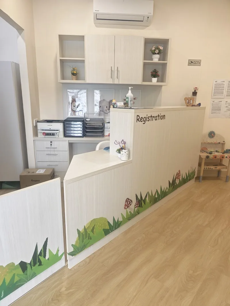 Registration and reception counter at Little Eden Child Specialist Clinic